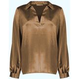 Geisha - 53860-14 - Dames Shirt - Brown - Lange Mouwen - V-hals