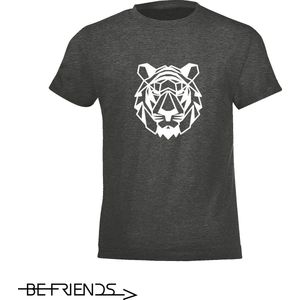 Be Friends T-Shirt - Tijger - Kinderen - Grijs - Maat 6 jaar