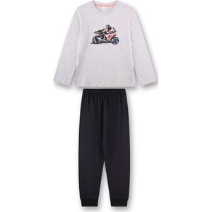 SANETTA - Pyjama - Grijs - Katoen - Jongenspyjama met Lange Mouwen en Motorcross-print