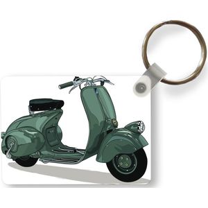Sleutelhanger - Een illustratie van een Italiaanse vintage scooter - Uitdeelcadeautjes - Plastic
