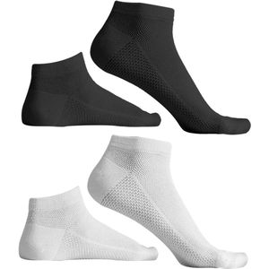 Thelau - Set van 2 paar Enkeltrainersokken Dames - Comfortabele No-show Sokken in Wit en Zwart - Sokken