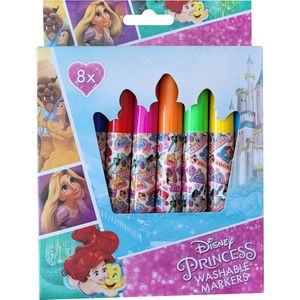 Disney Princess markeerstiften - Roze / Multicolor - Kunststof - 8 Stuks - Kleuren - Tekenen - Knutselen - Stiften - Creatief - Cadeau - Kerstcadeau - Sinterklaascadeau