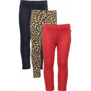 Blue Seven BIO BASICS SET (3stuks) Leggings Blauw, Panter en Rood - Maat 128