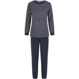 By Louise Dames Winter Pyjama Set Lang Badstof Donkerblauw Gestreept - Maat S