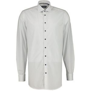 Ledub modern fit overhemd - mouwlengte 7 - wit met blauw dessin - Strijkvriendelijk - Boordmaat: 40