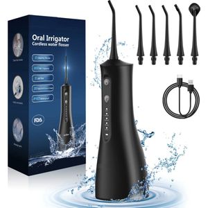 J&R Waterflosser - Flos apparaat - Monddouche - Waterdicht - 300ml - Zwart