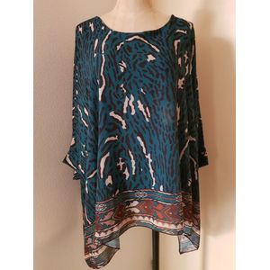 Dames top print petrol One size