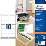 Avery-Zweckform C32011-10 Bedrukbare visitekaarten, gladde kant 85 x 54 mm Wit 100 stuk(s) Papierformaat: DIN A4
