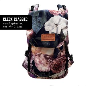 ByKay Draagzak Click Carrier Classic - Ergonomische Draagzak Baby van broekmaat 62/68 tot +/- 2 jaar - Comfortabel & Snel met Click & Go - voor Buik, Heup en Rug - Fuweel - Baroque Flowers