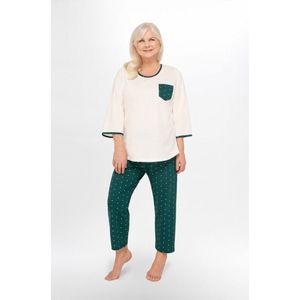 Damespyjama van zuiver katoen van hoge kwaliteit - Martel Felicja - ecru/ groen XL
