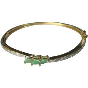 Gemstones-silver armband zilver 925 + 14K verguld smaragd
