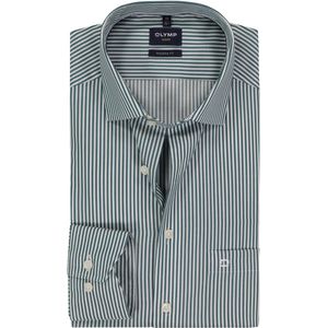 OLYMP - Luxor - Overhemd - Groen Gestreept - Strijkvrij - Boordmaat 40