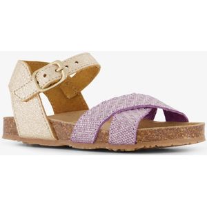 Groot leren meisjes bio slippers paars goud - Maat 19