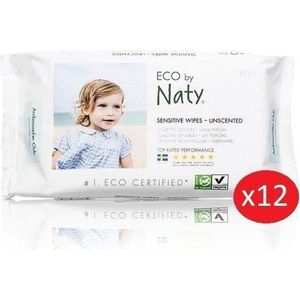 NATY - Pak van 12 pakjes zachte doekjes eco zonder parfum - 56 stks