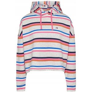 Tommy Jeans - Boxy Crop Hoodie - Multi Streep - Katoen