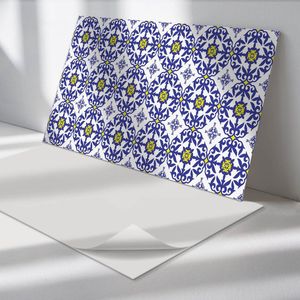 Wallfluent Vinyl Wandpaneel - Patroon met bloemmotieven Zelfklevend Wandpaneel - 100 cm x 50 cm - Blauw PVC wandpaneel - Set van 1 - Rechthoekig Wandbekleding Vinyl - Patroon Wandpaneel - PVC Muurpaneel - Wandpaneel Keuken en Badkamer