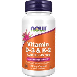 Now Foods - Vitamine D3 & K2 - 120 Vegicaps