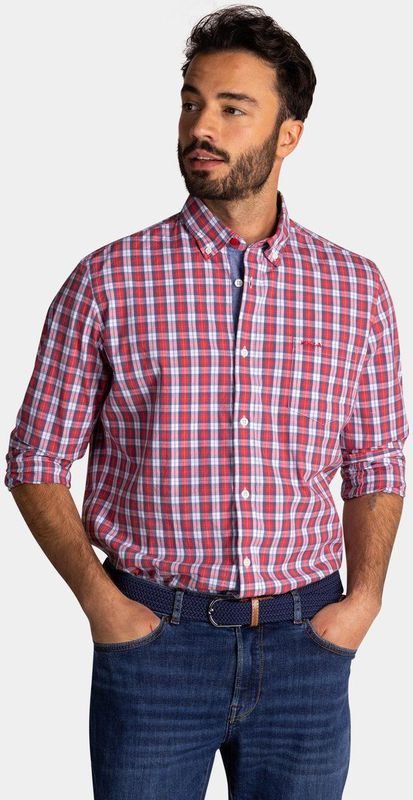 NZA - Overhemd - Blauw - Katoen met Print - Lange Mouwen