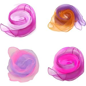 Allecto plus - Set van 4 gekleurde dans zakdoeken voor kinderen en vrouwen - Jongleersjaal in diverse kleuren