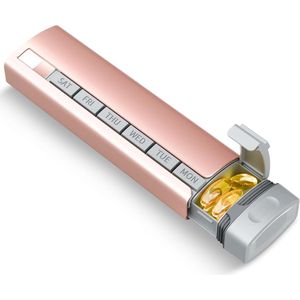 Medicijndoos - Mini Pillendoosje 7 Dagen - Siliconen Borgring - 7 Vakken - Binnen en Buiten