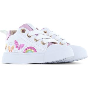 Veterschoenen | Meisjes | white Pink | Leer | Shoesme | Maat 32