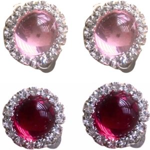 2 paar clip oorbellen- Roze en roze- 1.5 cm- geen gaatjes- Charme Bijoux