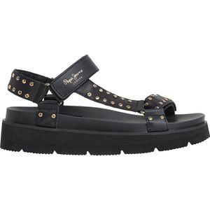 Pepe Jeans - PLS90678 - Sandalen - Zwart - Metalen - Klittenband