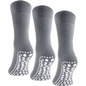 Budino Huissokken set - Antislip sokken - 3 paar - maat 35-38 - Grijs