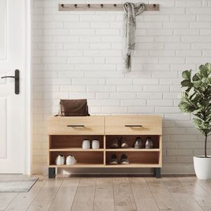 The Living Store Schoenenbank - Sonoma Eiken - 102 x 35 x 55 cm - Duurzaam hout - 2 lades - Industriële stijl