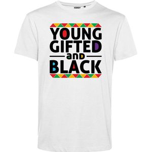 T-shirt Young Gifted and Black | Keti Koti | Suriname shirt| Slavernij Verleden | Wit | maat 3XL