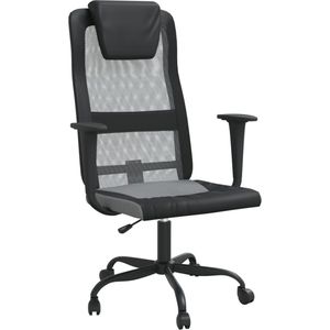 vidaXL-Kantoorstoel-verstelbare-hoogte-mesh-en-kunstleer-grijs-zwart