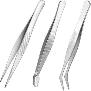 Precisiepincetten set van 3 - Antistatisch, Gebogen en Roestvrij Staal voor Reparaties