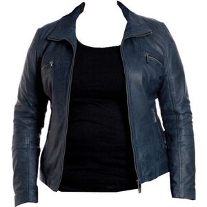 Versano Pino Leren Dames Bikerjack Dames Jas 5XL - Blauw