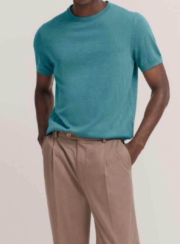 Bugatti Herren Gebreid shirt met korte mouwen en geribde manchetten