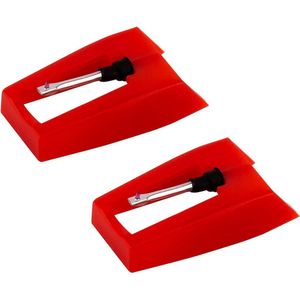JHubers Goods - 2 stuks draaitafelnaalden voor platenspeler vinyl - Saffier diamantstift - Rood - Hoogwaardige platina stylus