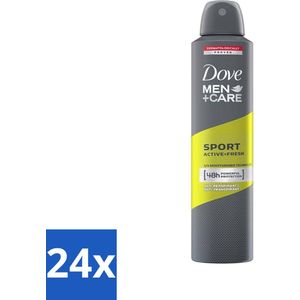 24 x Dove - Deodorant - Spray Men - Sport Active + Fresh - Energiek en verfrissend - 250 ml - Deodorant - Antitranspirant - Mannen - Sport - Frisheid