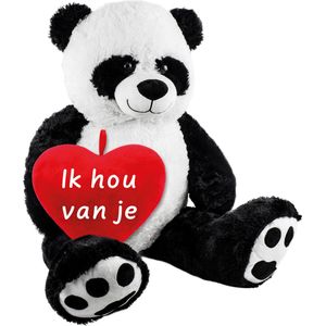 BRUBAKER XXL Panda Knuffel Beer 100 cm Met hart ""Ik hou van je"" - Cadeau