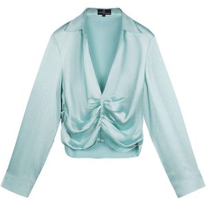 YW Yehwang - Blouse met plooidetail- Kleur Mint groen - maat M