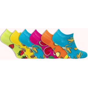 Dames sneakersokken | no show sokken | enkelsokken | 6 paar | fruitthema | hoogwaardig katoen