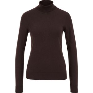 WE Fashion - Dames Fijngebreide Coltrui - Donkerbruin - Regular Fit - Katoen