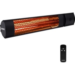 VONROC Sfeervolle terrasverwarmer – Marsili 2000W – Hoog rendement – Low Glare lamp – 2 Warmteniveaus – Met afstandsbediening