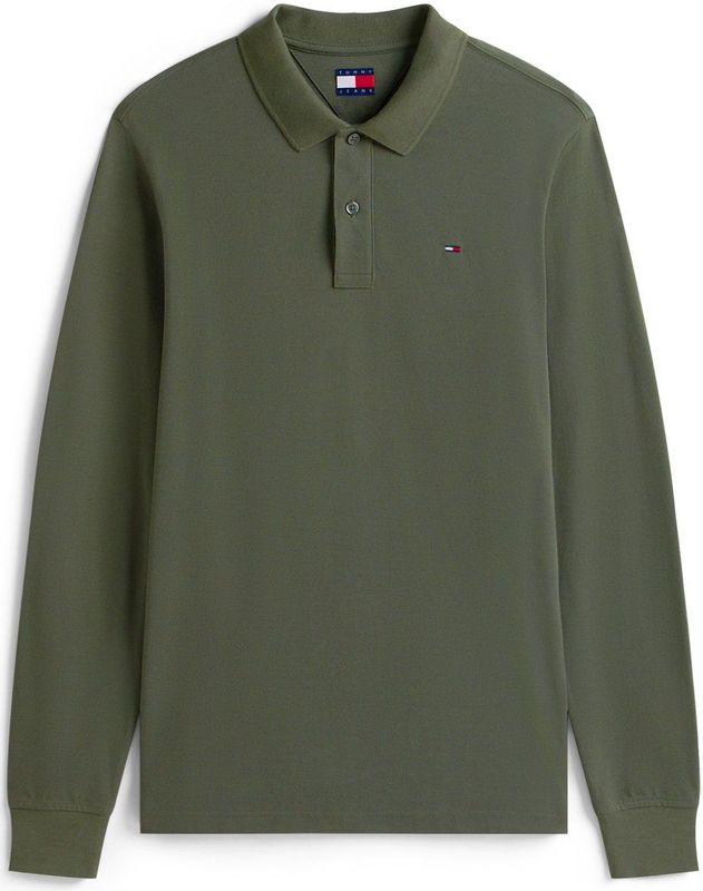 TOMMY JEANS - TJM SLIM PLACKET POLO LS EXT - Poloshirt - Pewter green