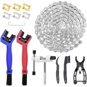 Fietsketting reparatieset - 116 schakels, 1/2 x 3/32 inch, voor 6/7/8 versnellingen met kettingklem, kettinghaak en reiniger