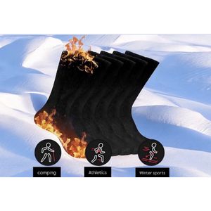 Twenty Two™ thermo sokken èèn paar maat M 39-42 zwart Unisex - Merinowol warme wintersokken voor winter, wintersport, skiën, wandelen, hardlopen - ademend, temperatuurregulerend