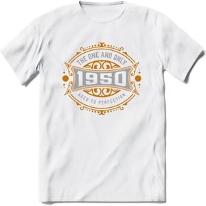 1950 The One And Only T-Shirt | Goud - Zilver | Grappig Verjaardag  En  Feest Cadeau | Dames - Heren | - Wit - XL
