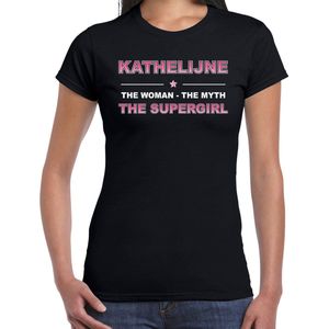 Naam cadeau Kathelijne - The woman, The myth the supergirl t-shirt zwart - Shirt verjaardag/ moederdag/ pensioen/ geslaagd XXL