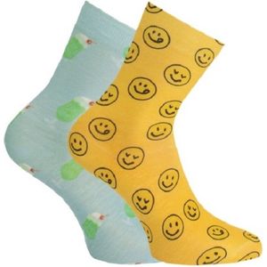 Dames sokken kleurrijke print – prijs per 2 paar - elastisch