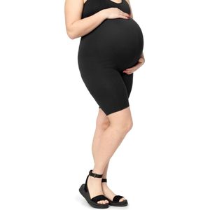 Be Mammy Dames Leggings - Zwangerschapskleding - Grote maten - Korte - Katoen - Zwart - 7XL - MS-MS10-462-LE