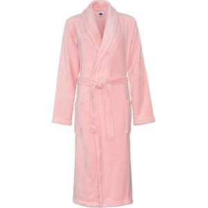 Dames badjas fleece – sjaalkraag – oudroze – maat S/M