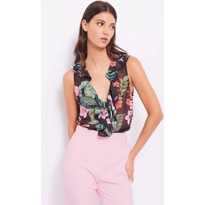 Floral georgette top 411FD45020 Black